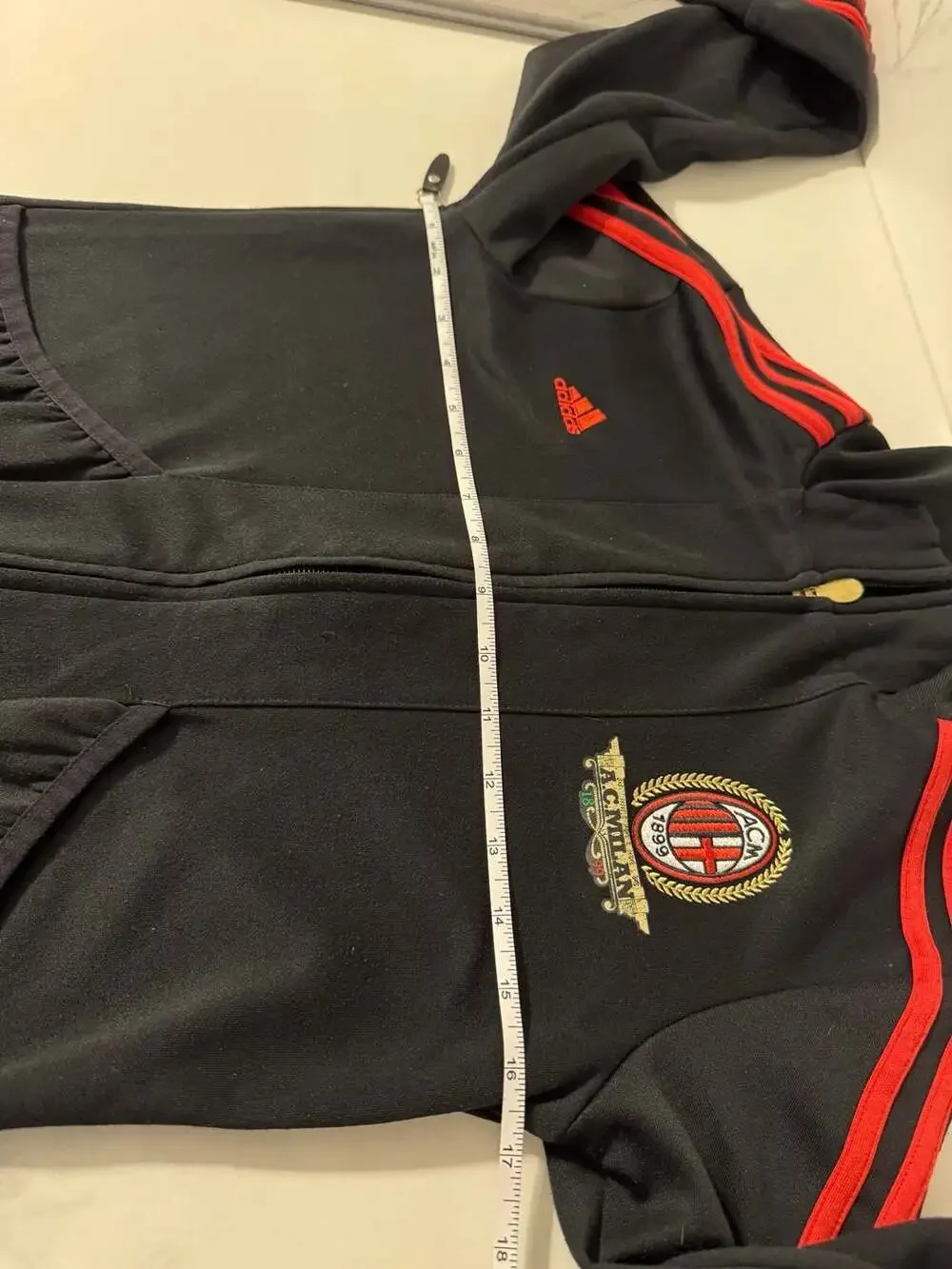 Adidas AC Milan Track Jacket Black Red Stripe Soccer Size Small